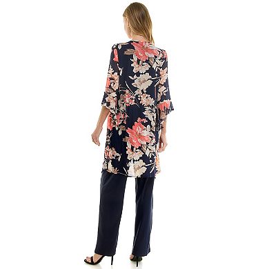 Women's Luxology 3-pc. Cardigan, Tank Top & Straight Leg Pants Set