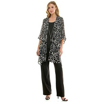 Women's Luxology 3 pc Cardigan, Tank Top & Straight Leg Pants Set