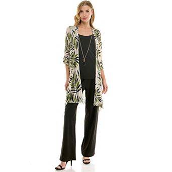 Women's Luxology 3 pc Cardigan, Tank Top & Straight Leg Pants Set