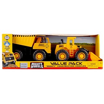 Mighty Wheels 2 Pack Dump Truck & Front Loader Construction Vehicle Set