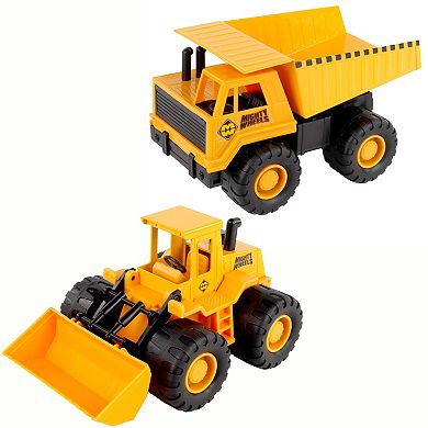 Mighty Wheels 2 Pack Dump Truck & Front Loader Construction Vehicle Set
