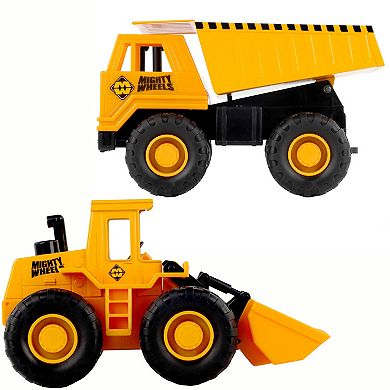 Mighty Wheels 2 Pack Dump Truck & Front Loader Construction Vehicle Set