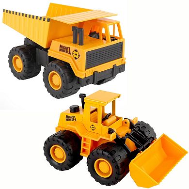 Mighty Wheels 2 Pack Dump Truck & Front Loader Construction Vehicle Set
