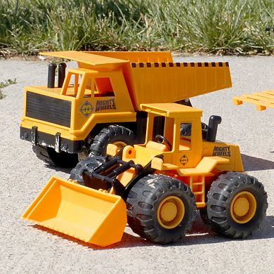 Mighty Wheels 2 Pack Dump Truck & Front Loader Construction Vehicle Set