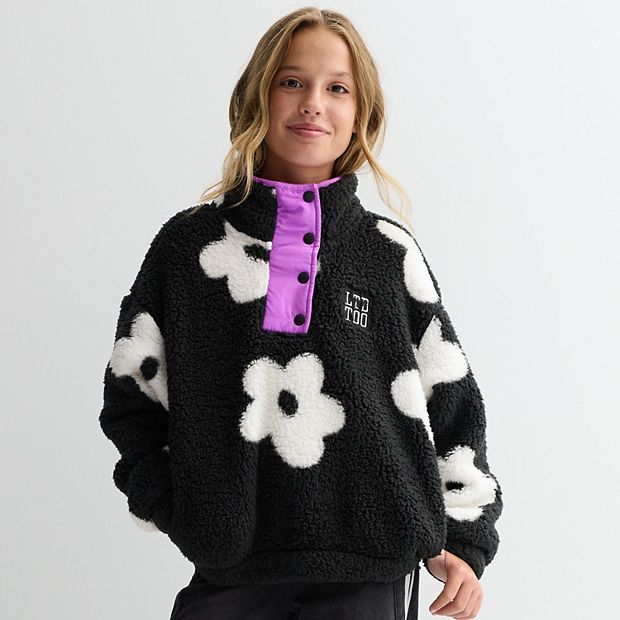 Girls 7-16 Limited Too Sherpa Quarter Snap Pullover