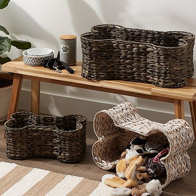 Bone Dry Hyacinth Bone Shaped Pet Storage Basket