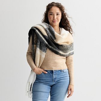 Women's Sonoma Goods For Life® Overscale Brushed Plaid Wrap Scarf