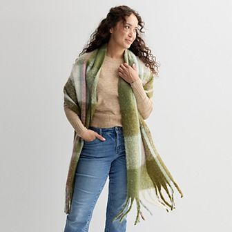 Women's Sonoma Goods For Life® Overscale Brushed Plaid Wrap Scarf