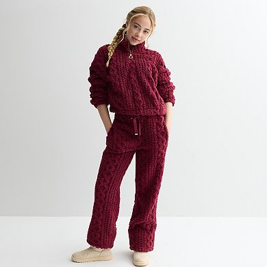 Girls 7-16 Limited Too Cable Sherpa Quarter Zip Pullover