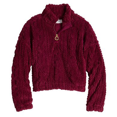 Girls 7-16 Limited Too Cable Sherpa Quarter Zip Pullover