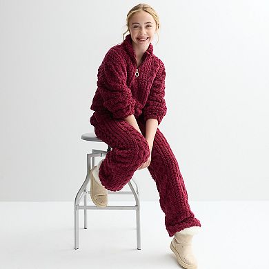 Girls 7-16 Limited Too Cable Sherpa Wide Leg Pants