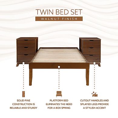 Linon Polly Bed & 2 Nightstands 3-pc. Bedroom Furniture Set