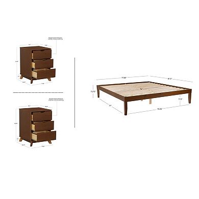 Linon Polly Bed & 2 Nightstands 3-pc. Bedroom Furniture Set