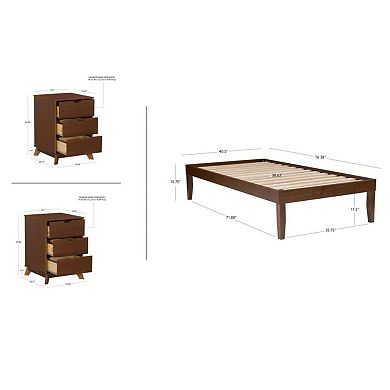 Linon Polly Bed & 2 Nightstands 3-pc. Bedroom Furniture Set