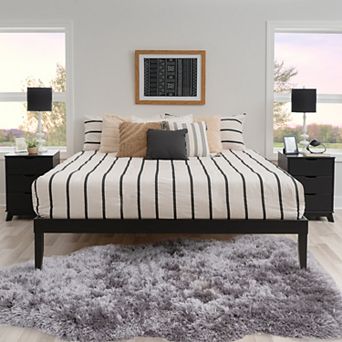 Linon Polly Bed & 2 Nightstands 3 pc Bedroom Furniture Set