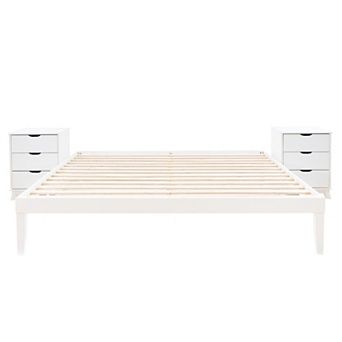 Linon Polly Bed & 2 Nightstands 3 pc Bedroom Furniture Set