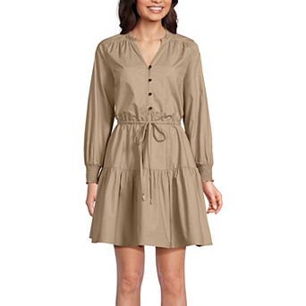 Women's Lands' End Long Sleeve Mini Popover Dress
