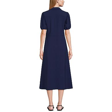 Women's Lands' End Twill Button Front Short Sleeve Dress