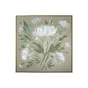Gallery 57 White Flower Bouquet Floating Framed Wall Art Canvas