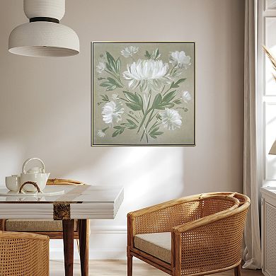 Gallery 57 White Flower Bouquet Floating Framed Wall Art Canvas