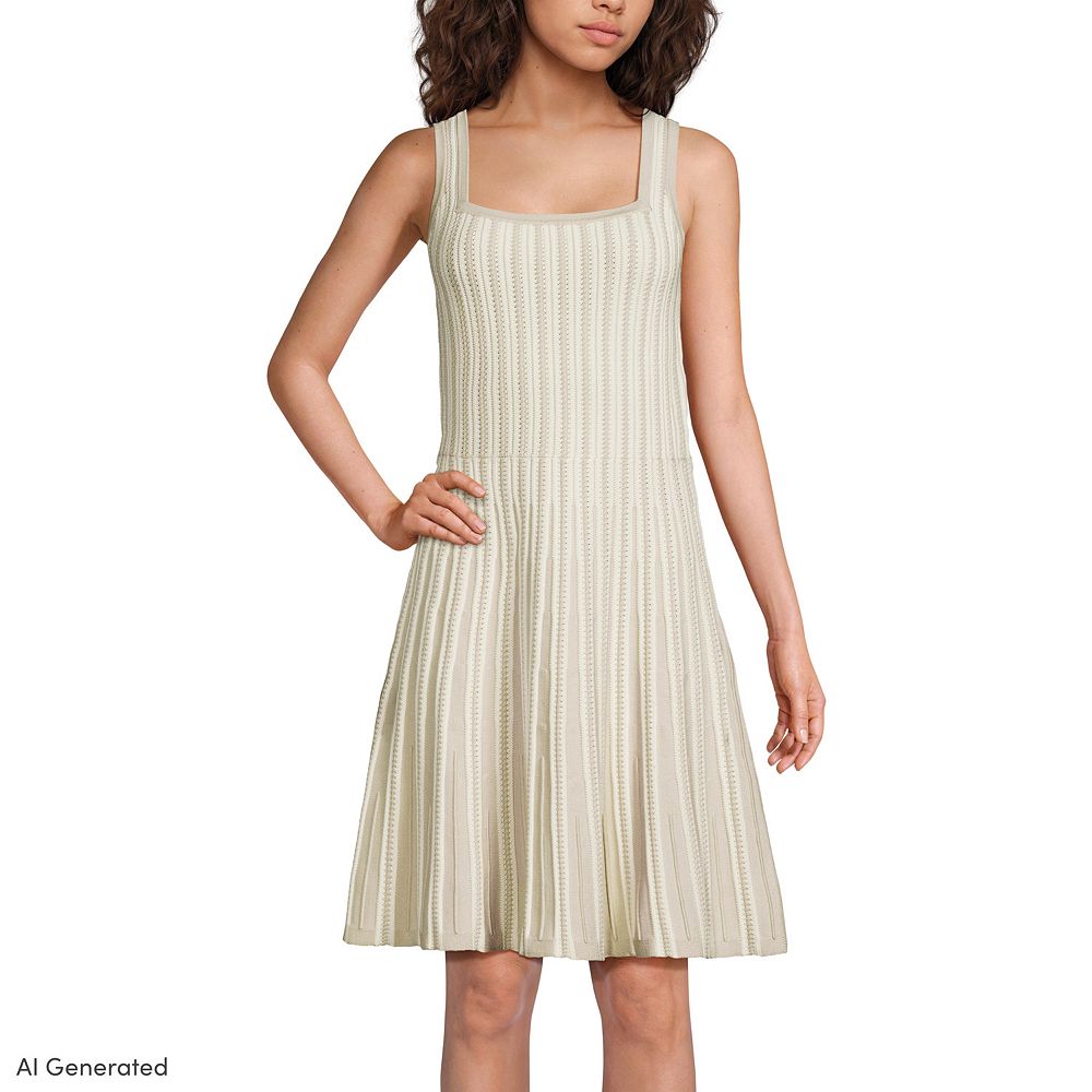 Women's Lands' End Square Neck Above Knee Sweater Dress