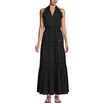 Women's Lands' End Halter Tiered Maxi Dress