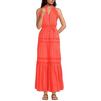 Women's Lands' End Halter Tiered Maxi Dress