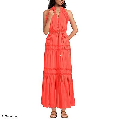 knee length dresses for ladies Halter Tiered Maxi Dress main image 0