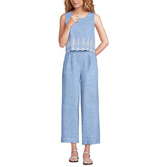 Women's Lands' End Sleeveless Embroidered Jumpsuit