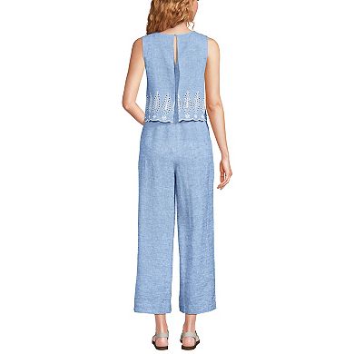 Women's Lands' End Sleeveless Embroidered Jumpsuit