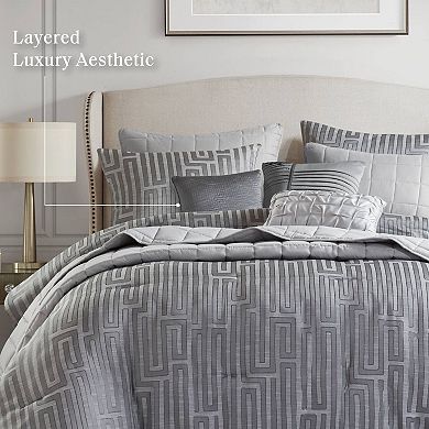 Madison Park Hayden 10-Piece Luxury Jacquard Comforter Set with Quilt and Throw Pillows