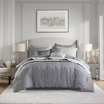 Madison Park Hayden 10 pc Luxury Jacquard Comforter Set with Quilt and Throw Pillows