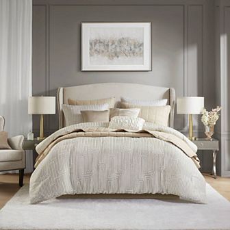 Madison Park Hayden 10 pc Luxury Jacquard Comforter Set with Quilt and Throw Pillows