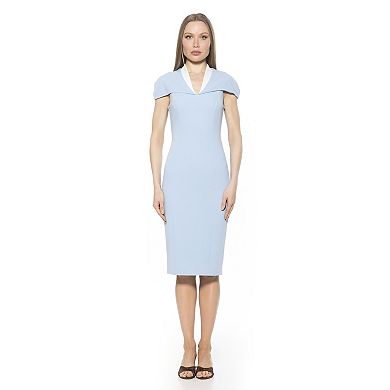 Women's ALEXIA ADMOR Tati Contrast Collar Cape Sheath Dress