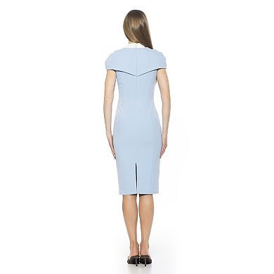 Women's ALEXIA ADMOR Tati Contrast Collar Cape Sheath Dress