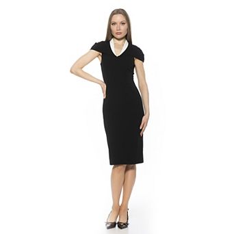 Women's ALEXIA ADMOR Tati Contrast Collar Cape Sheath Dress