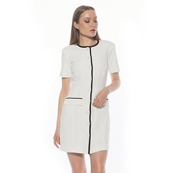 Women's ALEXIA ADMOR Contrast Crewneck Shift Dress with Pockets