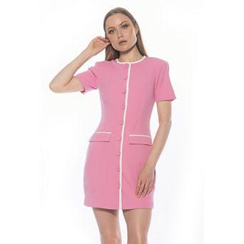 Women's ALEXIA ADMOR Contrast Crewneck Shift Dress with Pockets