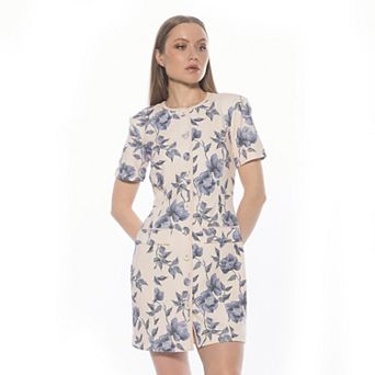 Women's ALEXIA ADMOR Contrast Crewneck Shift Dress with Pockets