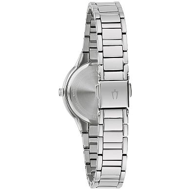 Bulova Women's Stainless Steel Crystal Accent Bracelet Watch & Crystal Heart Necklace Box Set - 96X162