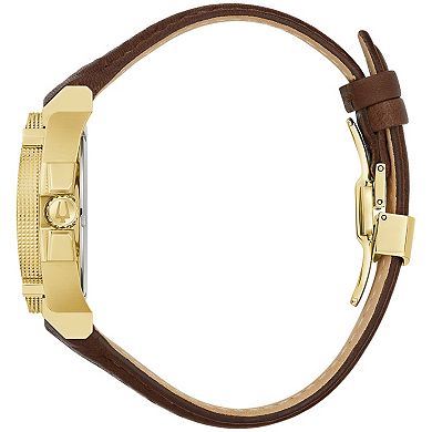 Bulova Men's Icon Precisionist Gold Tone Stainless Steel Brown Leather Strap Watch - 97B216