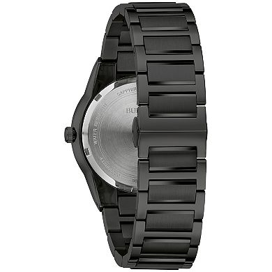 Bulova Men's Millennia Black Ion-Plated Stainless Steel Gold Accent Dial Bracelet Watch - 98A313