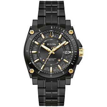 Bulova Men's Icon Black Ion-Plated Stainless Steel Gold Accent Dial Bracelet Watch - 98B408