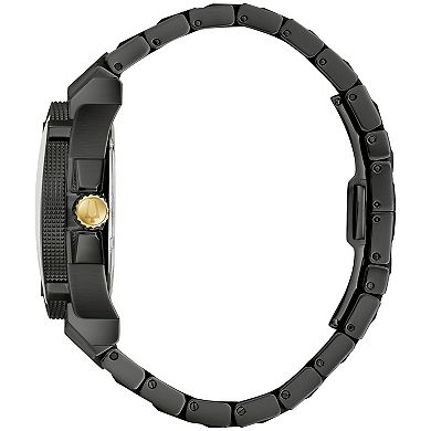 Bulova Men's Icon Black Ion-Plated Stainless Steel Gold Accent Dial Bracelet Watch - 98B408