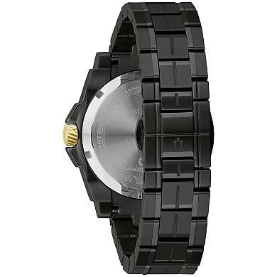 Bulova Men's Icon Black Ion-Plated Stainless Steel Gold Accent Dial Bracelet Watch - 98B408