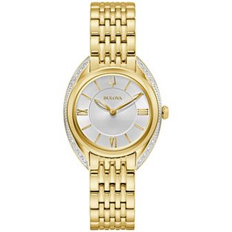 Bulova Women's Classic Gold Tone Stainless Steel Diamond Accent Bracelet Watch - 98R298