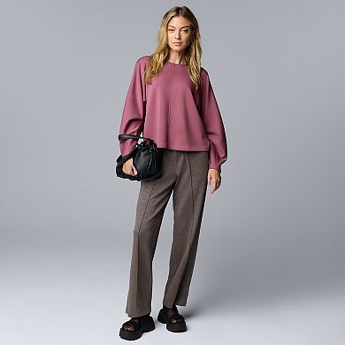Women's Simply Vera Vera Wang High Rise Wide Leg Scuba Knit Pants