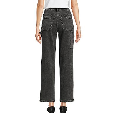 Women's Lands' End Soft Denim High Rise Cargo Ankle Jeans