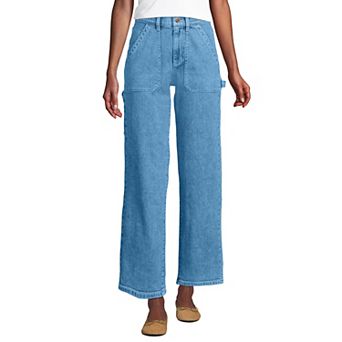 Women's Lands' End Soft Denim High Rise Cargo Ankle Jeans
