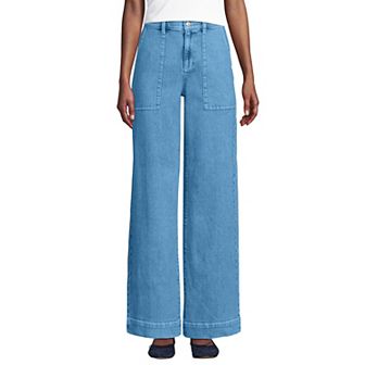 Women's Lands' End Soft Denim Wide Leg Utility Jeans